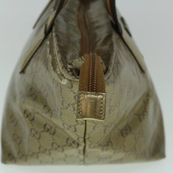 GUCCI GG Crystal Sherry Line Tote Bag Gold Tone Brown Gray - Picture 4 of 16